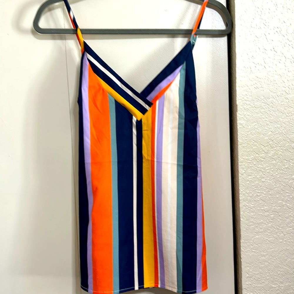 striped multi-colored polyester tank